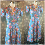 1940s Floral Cotton Shirtwaist Dress