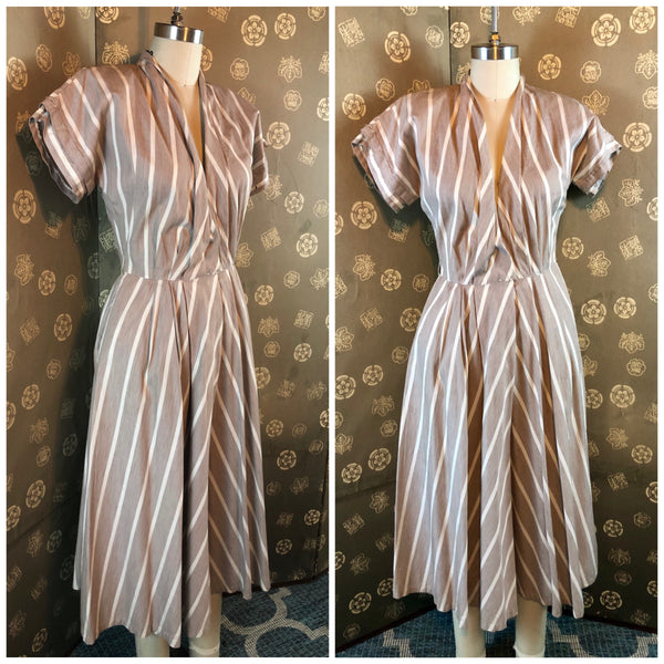 1940s Cotton Stripe Wrap Dress