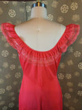1950s Red Ruffled Nightgown by Evette