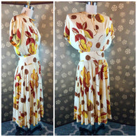 1940s Rayon Jersey Print Dress