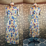 1940s Floral Rayon Jersey Dress