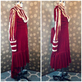 1960s Red Velvet Dress with Uneven Hem