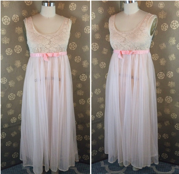 1960s Pink Chiffon Nightgown