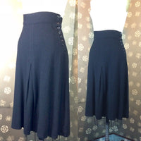 1940s Black Wool Gored Skirt