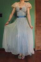 1930s Blue Chiffon Gown