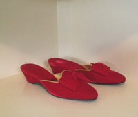 1960s Daniel Green Red Velvet Slippers