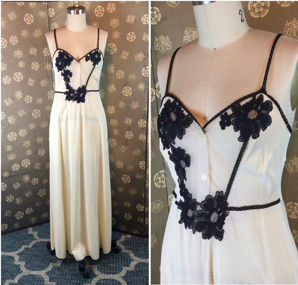 1970s Floral Applique Nightgown by Vassarette