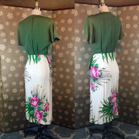 1940s Tropical Print Cocktail Dress