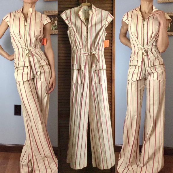 1970s Deadstock Cotton Striped Jumpsuit