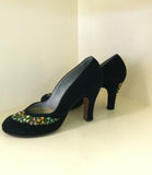 1950s Painted Navy Suede Pumps by DeLiso Debs