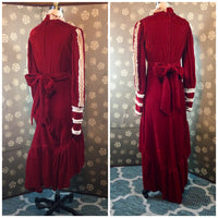 1960s Red Velvet Dress with Uneven Hem