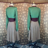 1940s Two Tone Dress with Cummerbund
