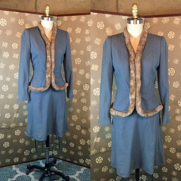 1940s Mouton Trimmed Suit