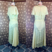 1930s Green Chiffon Day Dress