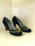 1950s Painted Navy Suede Pumps by DeLiso Debs