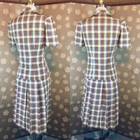 1940s Plaid Two Piece Dress