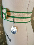 1930s Ivory & Green Stripe Belt