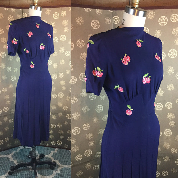 1940s Emroidered Cherries Dress