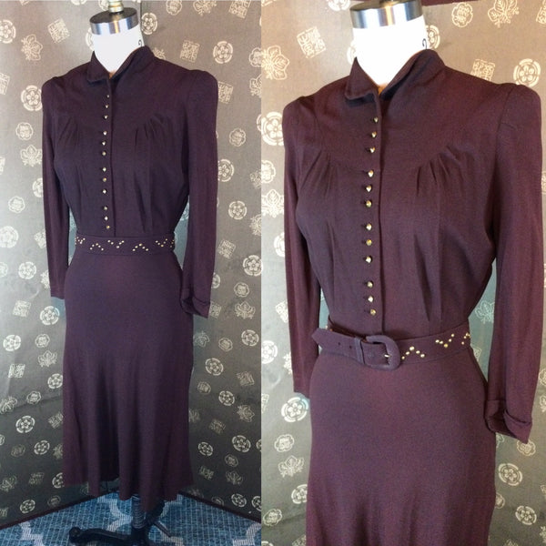 1940s Crepe Dress with Studs