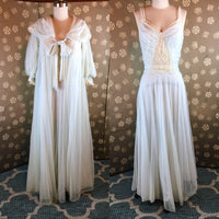 1950s Pale Blue Chiffon Peignoir Set