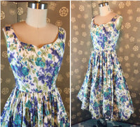 1950s Floral Dress with Bubble Hem by Gilden Juniors