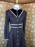 1970s Velvet and Calico Prairie Dress