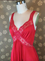 1980s Red Olga Nightgown