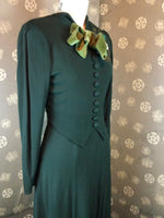 1930s Forest Green Dress with Beading