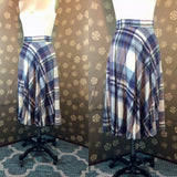 1970s Blue & Ivory Plaid Skirt