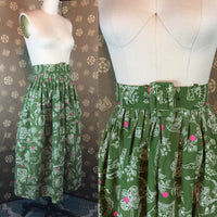 1950s Belted Cotton Print Skirt