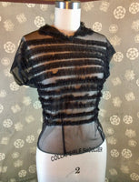 1950s Sheer Net Blouse with Ruffled Front