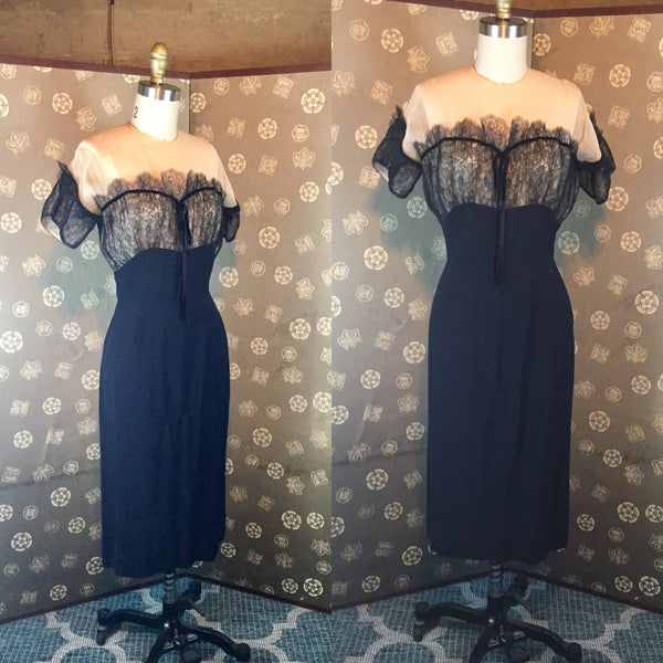 1950s Illusion & Lace Dress