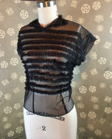 1950s Sheer Net Blouse with Ruffled Front