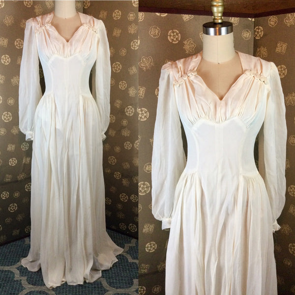 1940s Chiffon Sweetheart Gown
