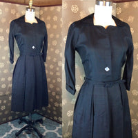 1950s Black Silk Dress