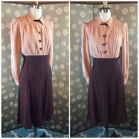 1940s Rayon Two Tone Dress