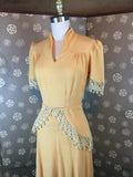 1940s Mustard Rayon Crepe Dress