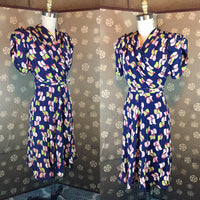 1940s Rayon Print Dress