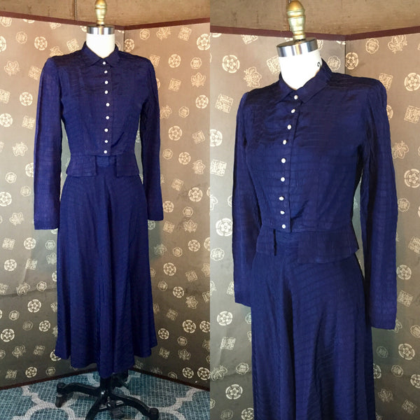 1940s Navy Two Piece Dress by Darryl Junior