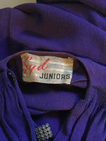 1940s Cobalt Blue Necklace Dress by Syd Juniors