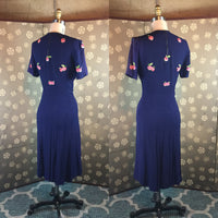 1940s Emroidered Cherries Dress