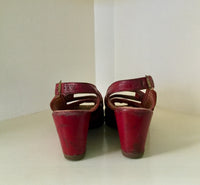 1940s Red Wedge Sandals