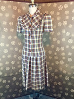 1940s Plaid Two Piece Dress