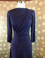 1940s Navy Rayon Two Piece Dress