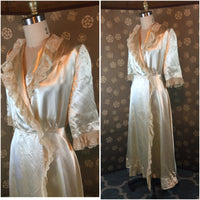 1940s Ivory Satin Robe