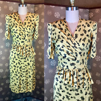 1940s Rayon Jersey Print Dress