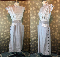 1940s Striped Cotton Dress