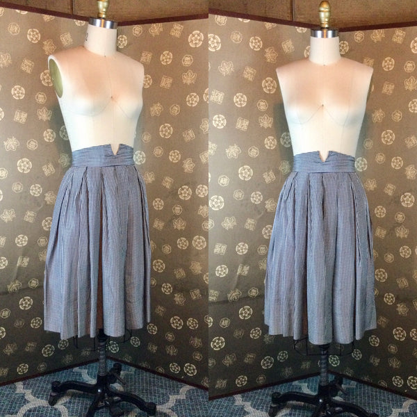 1950s Gingham Skirt with Notched Waist