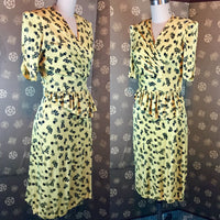 1940s Rayon Jersey Print Dress