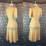 1940s Mustard Rayon Crepe Dress